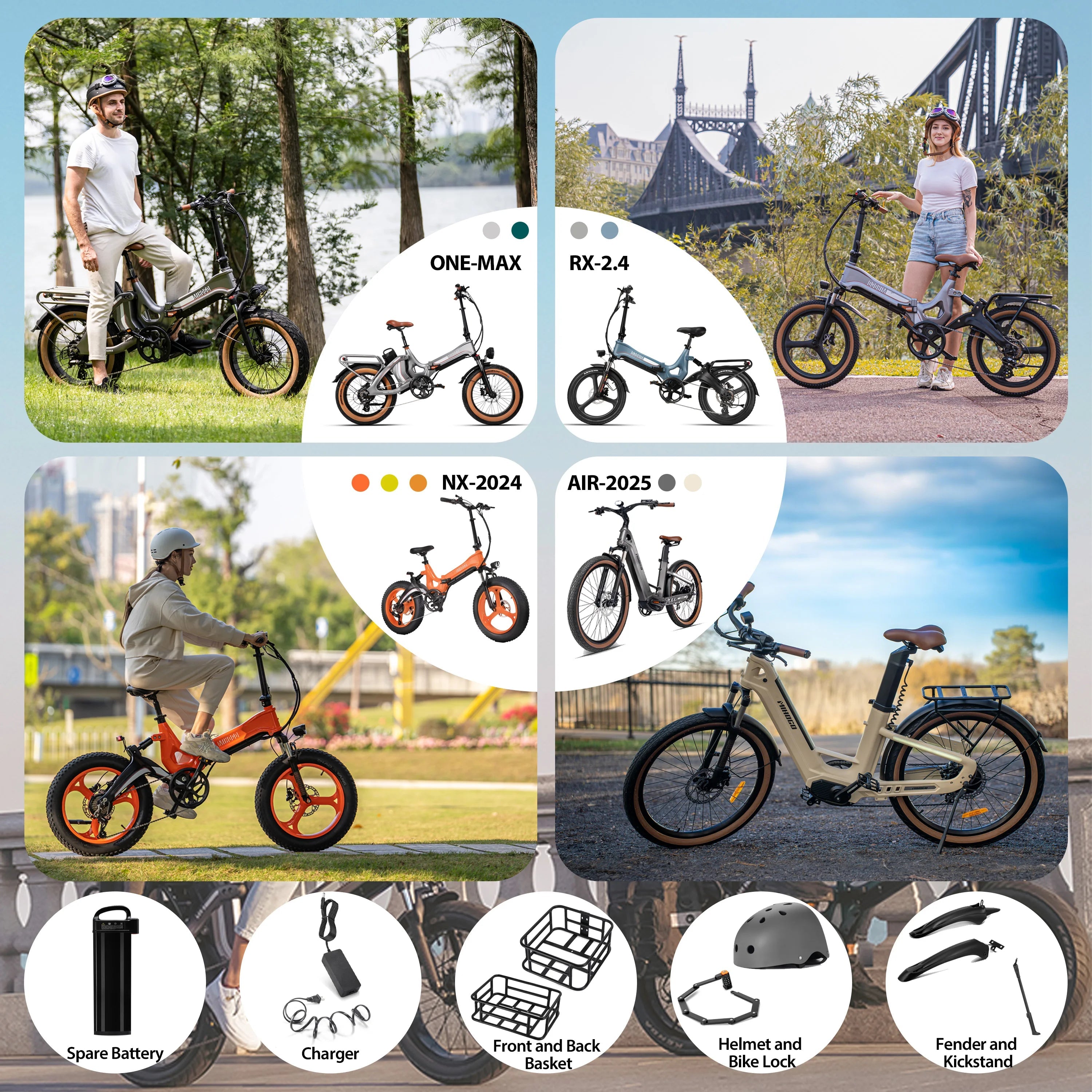 US Warehouse In-Stock Integrated Magnesium Alloy Foldable Electric Bicycle with Lights Suitable for Mountain and Urban Use Green-fieldstore