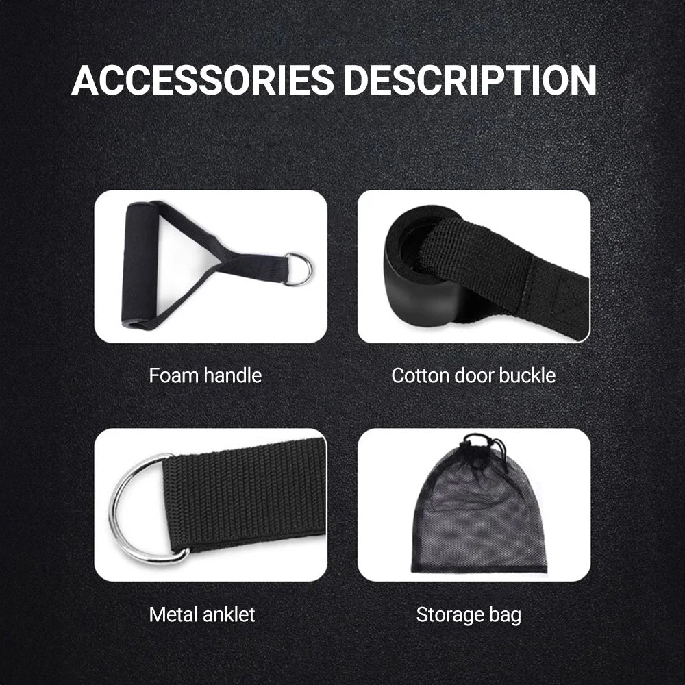 10-14pcs/Set Pull Rope Bodybuilding Resistance Bands Set Multi-function Tensioner Suit Muscle Training Belt Elastic Bands Green-fieldstore