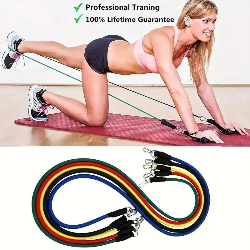 11pcs/Set Pull Rope, Resistance Bands, Portable Fitness Equipment, Ankle Strap, Chest Expander, Elastic Exercise Band Green-fieldstore