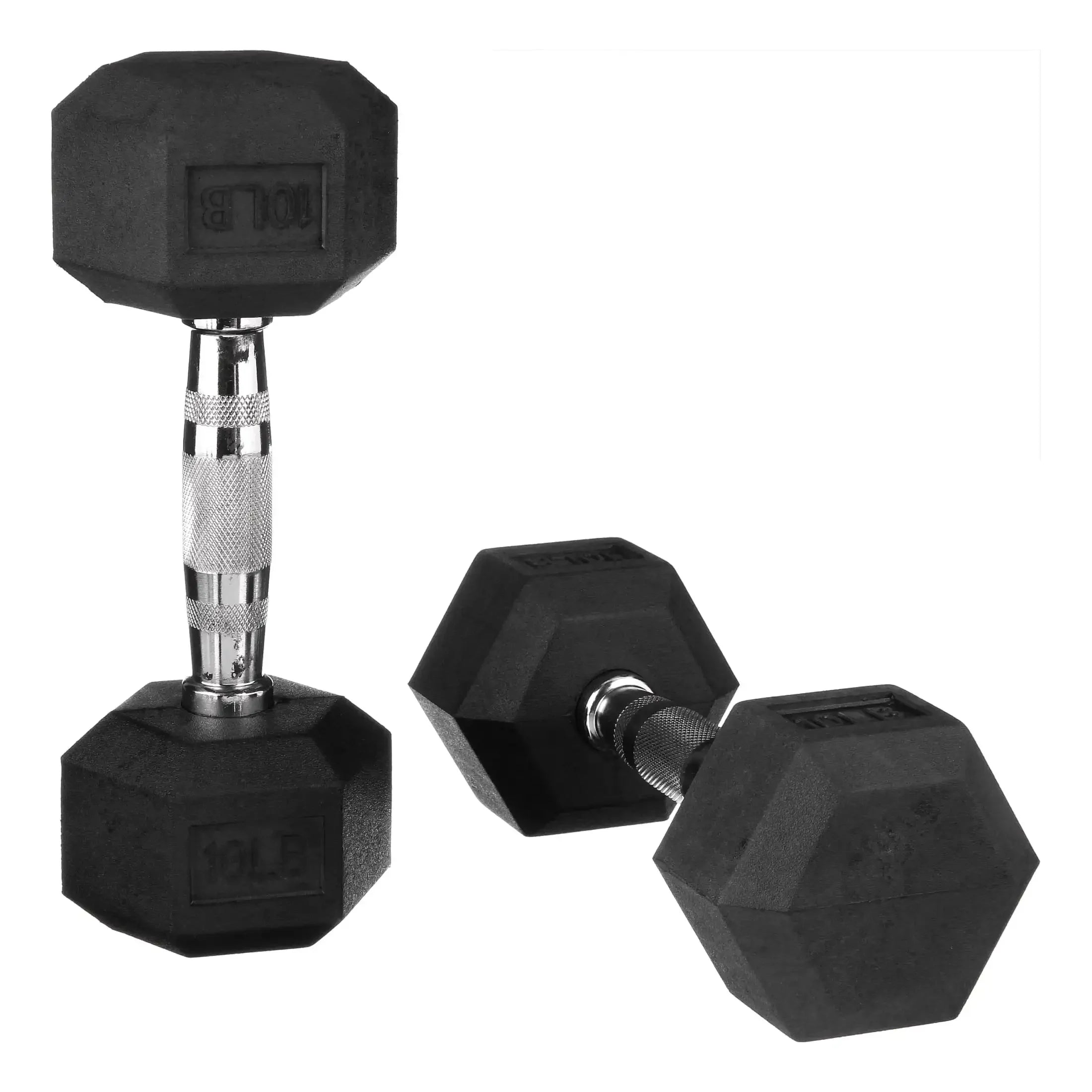 10lb Rubber Encased Hex Dumbbell Pair Black, Non-Roll Design for Home Gym, Strength Training & Weightlifting Green-fieldstore