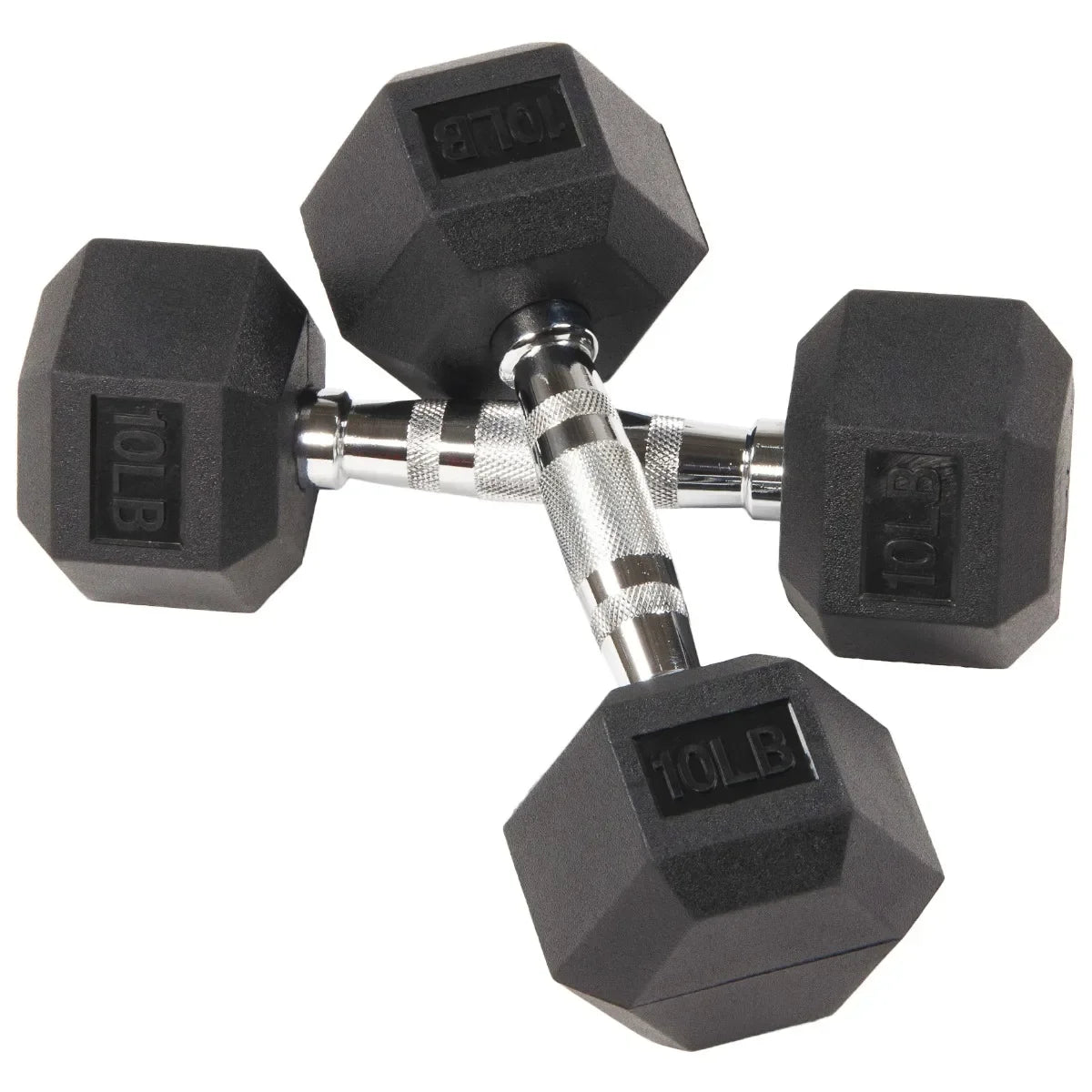 10lb Rubber Encased Hex Dumbbell Pair Black, Non-Roll Design for Home Gym, Strength Training & Weightlifting Green-fieldstore